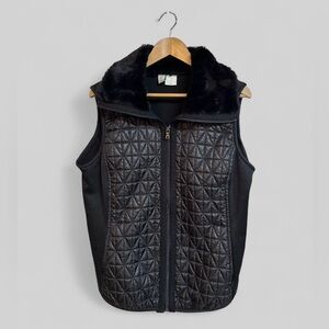 Joie Black Full Zip Vest with Faux Fur Size XL NWT